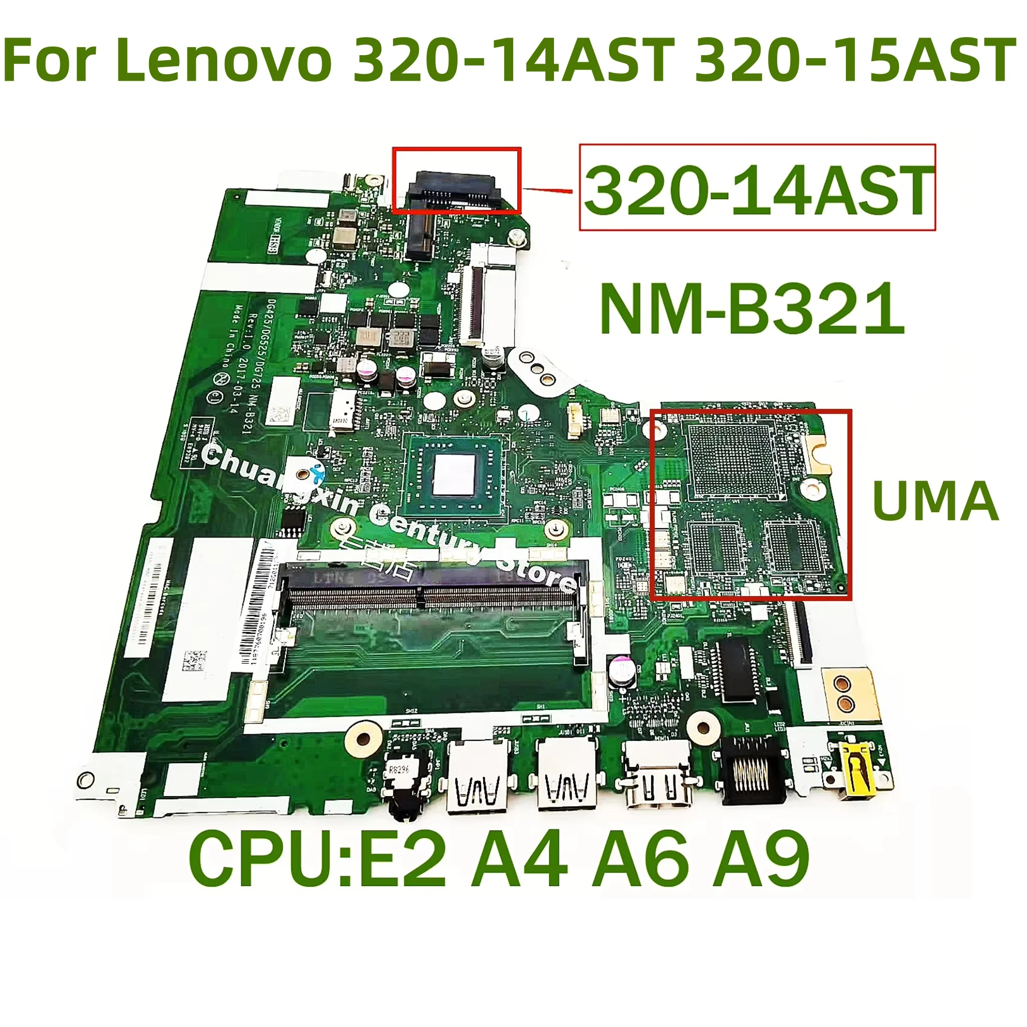 NM-B321 motherboard is suitable for Lenovo IdeaPad 320-14AST 320-15AST laptop CPU:E2 A4 A6 A9 100% test OK shipment