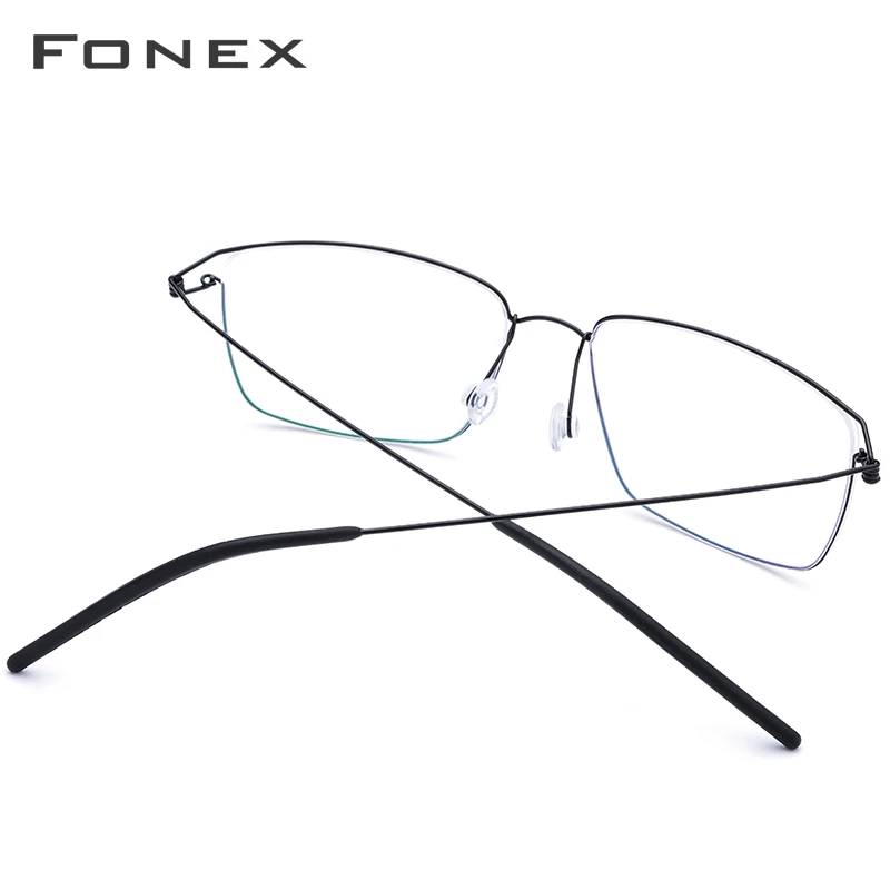 FONEX Titanium Aloi bingkai kacamata pria merek desain Ultralight-Weight Denmark Korea Morten Screwless Eyewear 98624