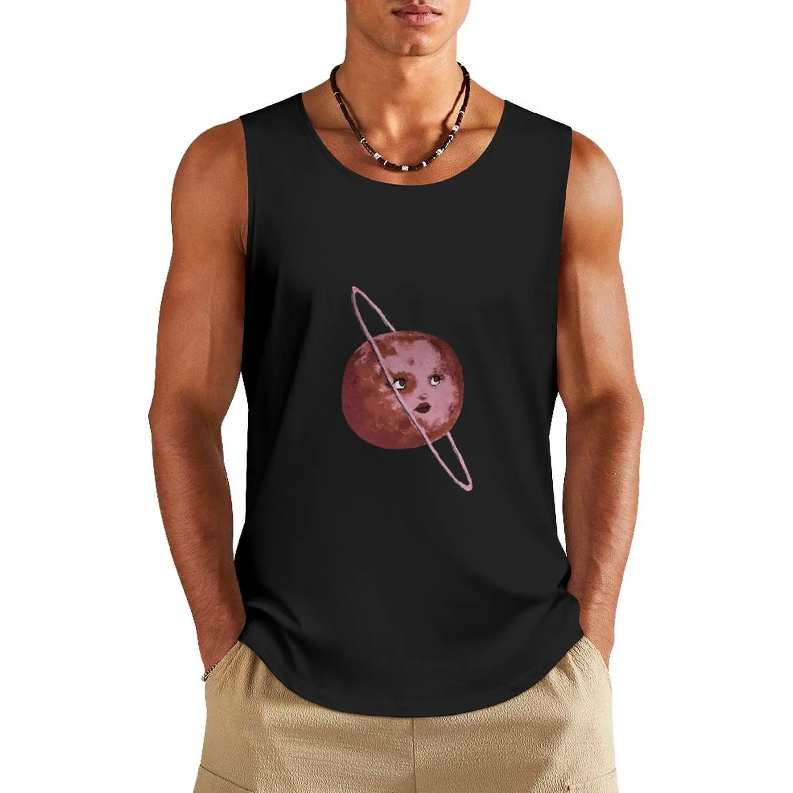 Pretty Pink Planet Tank Top sleeveless t-shirts for men summer clothes men 2024 gym top