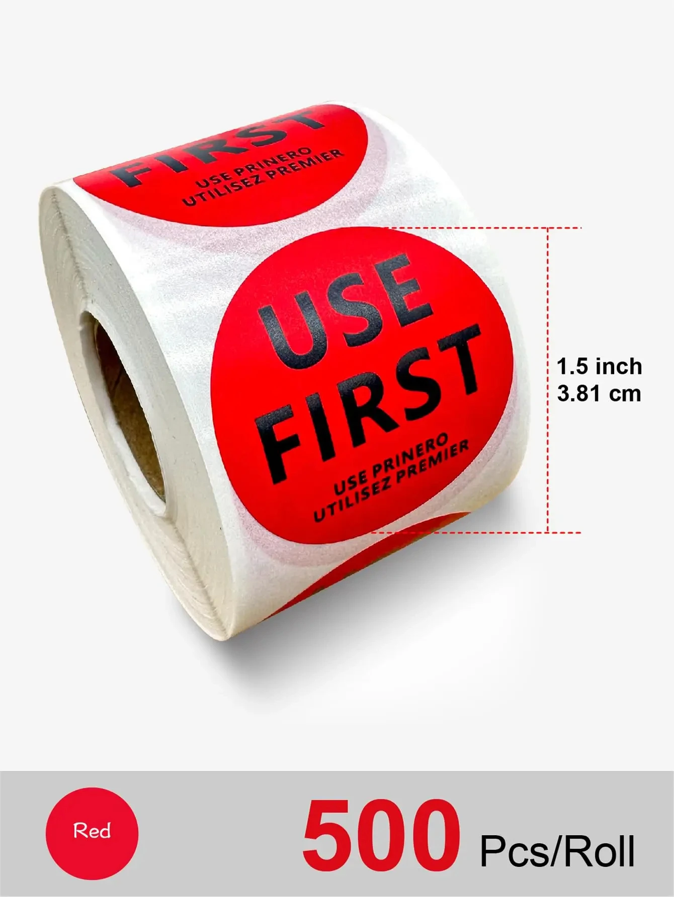 USE First Stickers Food Service 1.5 Inch Inventory Control Labels 500 pcs for Restaurant Permanent Adhesive Circle Paper Labels