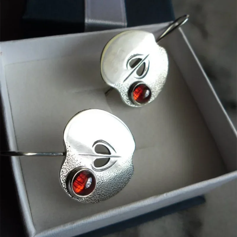 New Vintage Sliver Color Red Apple Shape Zircons Dangle Earrings For Women Female Wedding Elegant Custom Jewelry