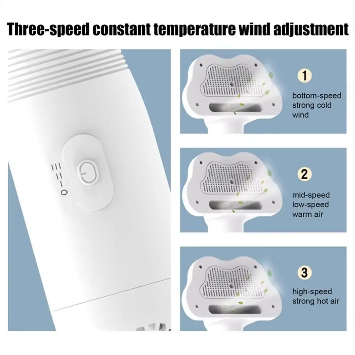(A75U) 2-In-1 Dog Hair Dryer Pet Grooming Dryer Brushes Pet Hair Dryer Dog Grooming Supplies 3-Speed for All Types of Dog (US)