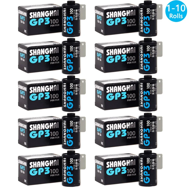 Новая SHANGHAI GP3 PAN100, 36 листов, 135 черно-белых пленки, 1-10 рулонов, отрицательная пленка для камеры Fujifilm Kodak M35/H35/M38/F8/F9