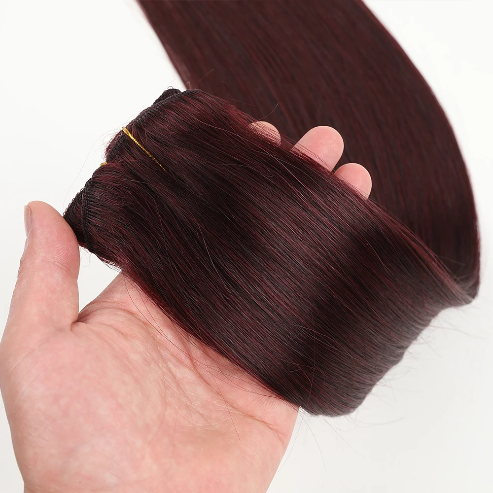 Nastro nelle estensioni dei capelli Remy aggiungi nastro dritto senza cuciture per capelli nelle estensioni dei capelli umani per le donne bordeaux