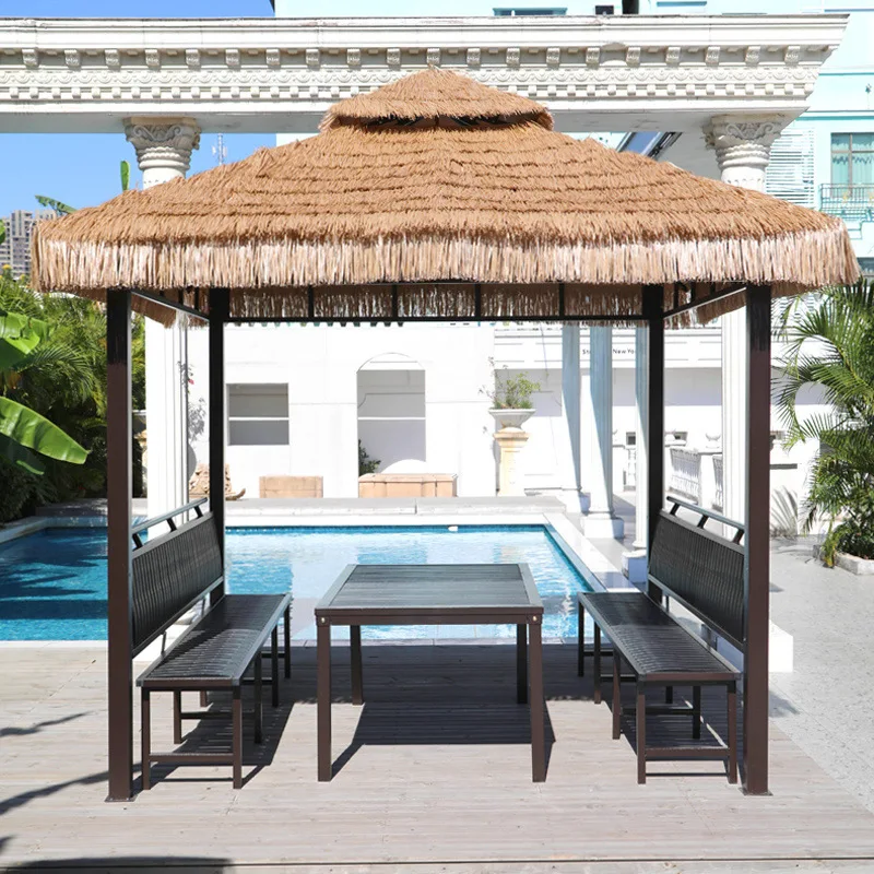 Outdoor courtyard leisure grass pavilion outdoor farm orchard simulation rice awning open-air agritainment pavilion