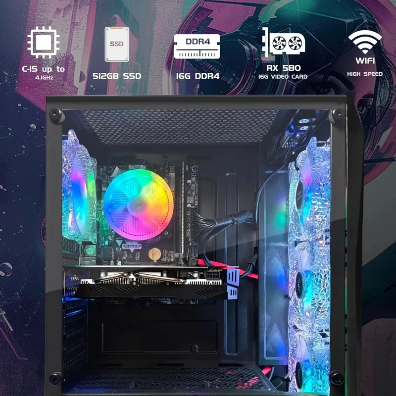 Gaming PC Computer Desktop, Radeon RX 580 16G GDDR5, Core i5-9400F up to 4.1GHz - view 4