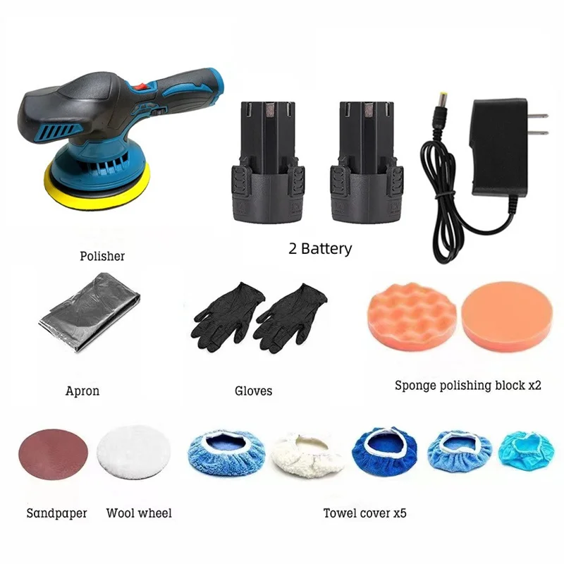 12V Cordless Car Polisher Lithium Battery 6Speed Adjustable Wireless Electric Polish Waxing Machine Car Beauty Auto Washing Tool