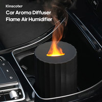 Car Diffuser Flame Humidifier Essential Oil Aroma Aromatherapy Diffuser Auto Air Purifier Air Freshener With LED Light