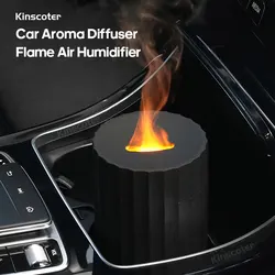 Car Diffuser Flame Humidifier Essential Oil Aroma Aromatherapy Diffuser Auto Air Purifier Air Freshener With LED Light