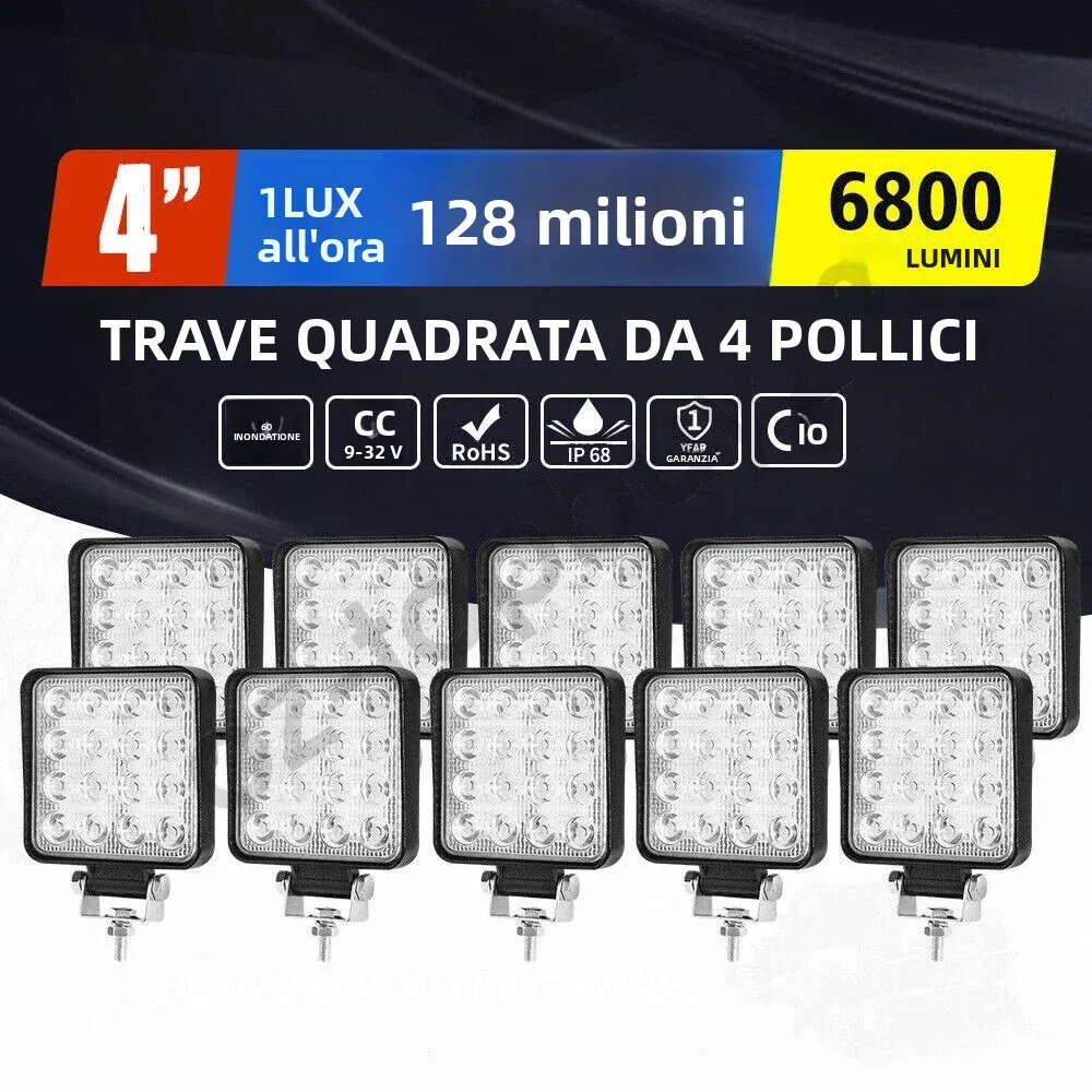 Braveway Lampada da lavoro a LED da 4 pollici fuoristrada 6000K Faretto bianco IP68 impermeabile per camion moto 4X4 Auto SUV Offroad 12V 24V