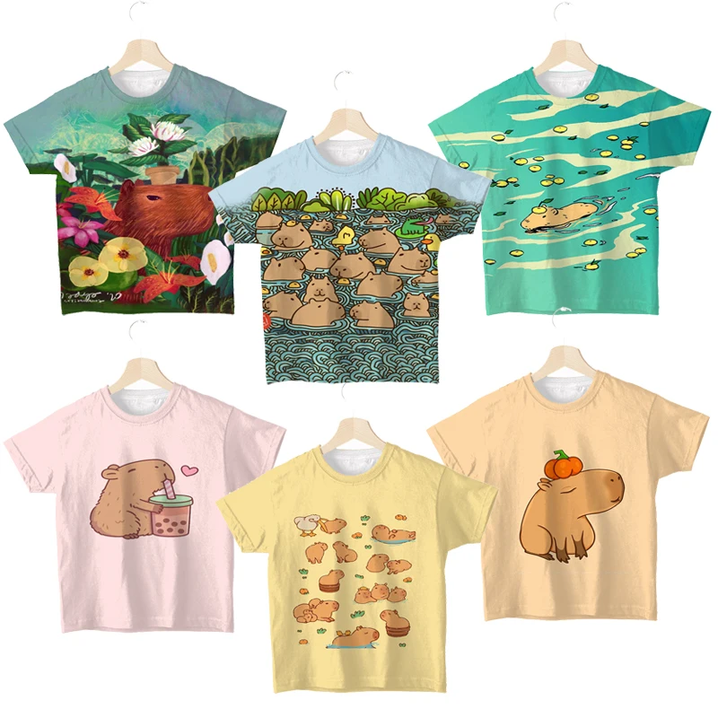 

Kids Capybara T-shirts for Boys Girls Tops Cartoon My Spirit Animal T Shirt Girls Short Sleeves Summer Children Tees