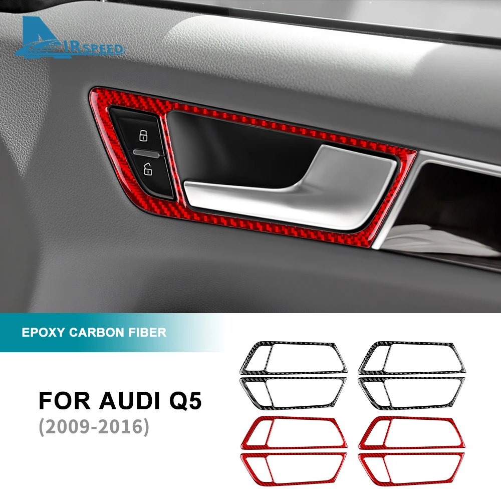 

Real Soft Carbon Fiber For Audi Q5 2009-2013 2014 2015 2016 Car Door Handle Frame Sticker Interior Trim Accessories