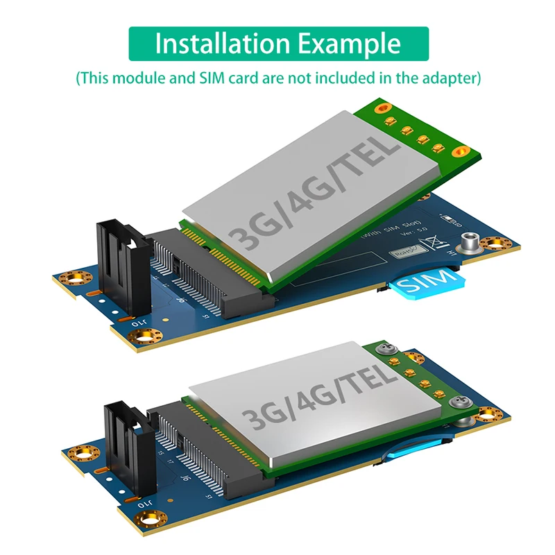 Mini PCIE naar USB 2.0 Adapter + SIM-kaartsleuf voor WWAN/LTE Module Mini PCI Express naar USB Riser Board met 9Pin Kabel voor Desktop