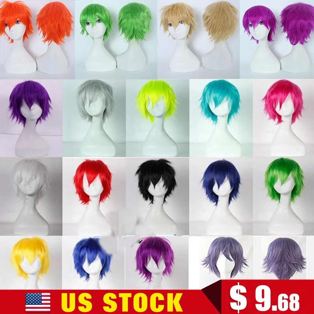 Halloweenowa peruka krótka Kudłaty proste pełne peruki Syntetyczny brązowy blond C Unisex USA