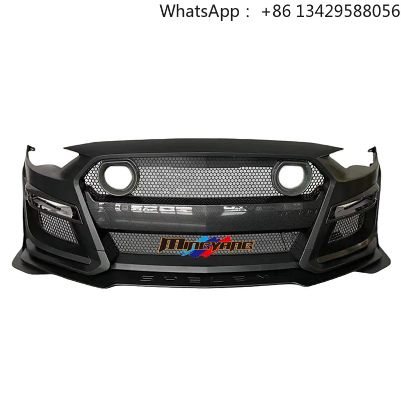 Impressão de transferência de água Facelift kit de carrocería 2018-2023 frente Parachoques conversión com Luz de rejilla LED para Ford Mustang GT
