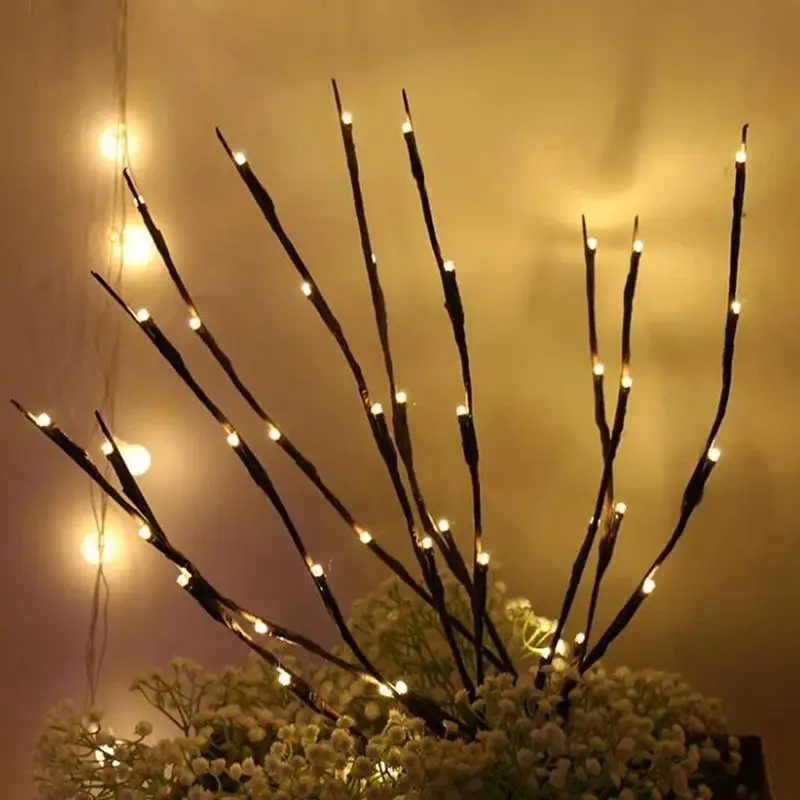 LED Branch Lights Battery Powered Decorative Lights 20LEDs Lighted Branch for Vase, Warm White, White, Color, Blue, Purple, Pink