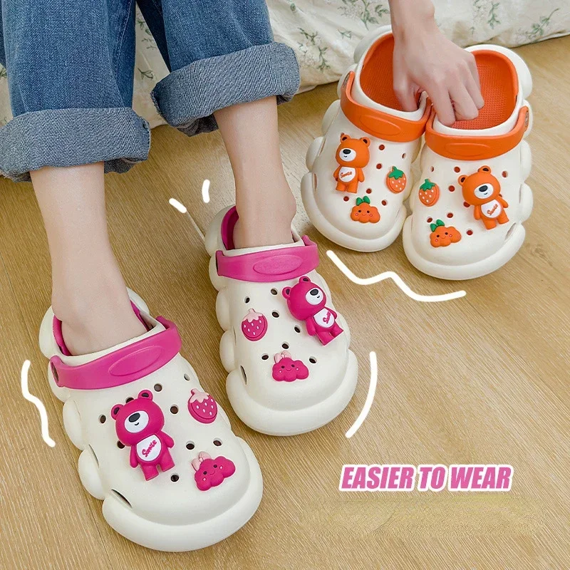 

Hole cartoon slippers women Cute Trend Kawaii Cloud Summer Beach Flip Flops Thick Bottom Female Indoor Outdoor Non-slip 2024 new