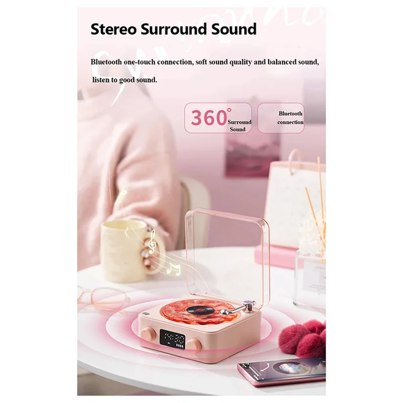 レトロレコードプレーヤー Bluetooth オーディオ高品質ワイヤレス小型スピーカーポータブルサブウーファー
