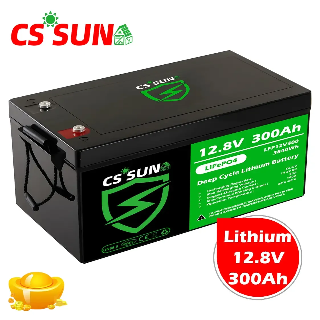 CSSUN 12V300Ah deep cycle Li-ion Battery for ltx emergency system,UPS,lighting Replacement AGM Lithium Battery