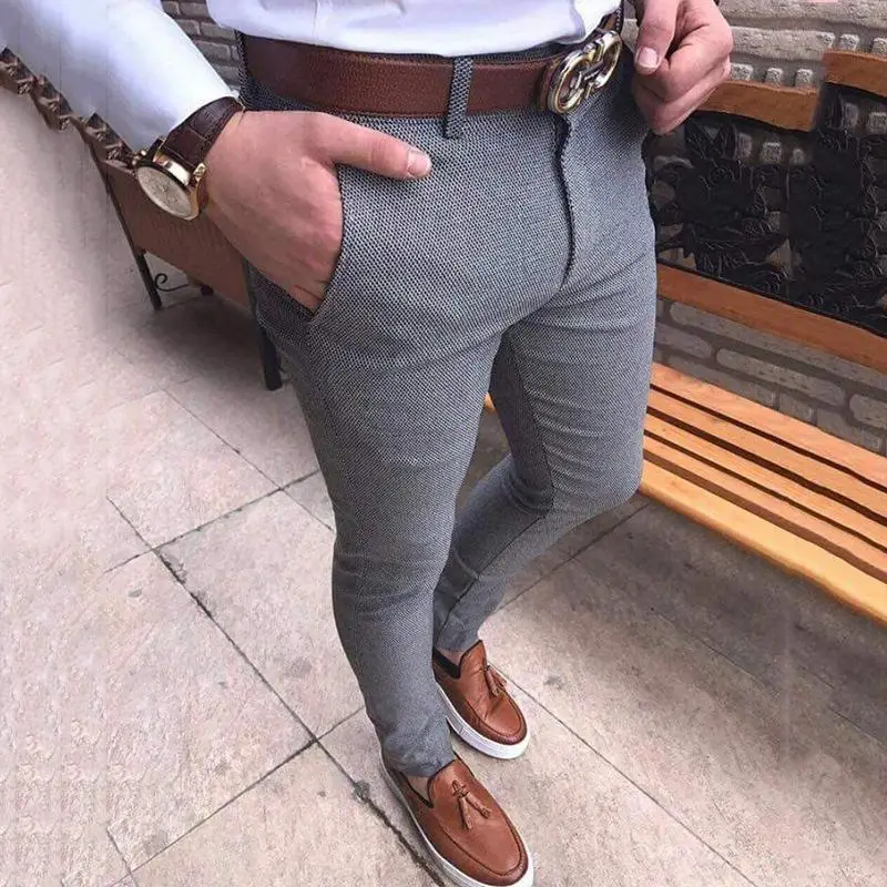 Pantalones casuales de moda para hombres, pantalones largos ajustados para negocios sociales, traje Formal de oficina, ropa de calle