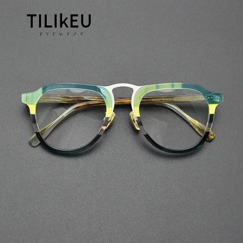 

Модные красочные очки-пилот из ацетата, оправа для женщин и мужчин, дизайнерские индивидуальные нишевые ретро овальные оптические очки по рецепту