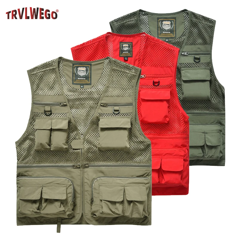 

Men's Hiking Camping Casual Lightweight Outdoor Fishing Work Safari Travel Photo Cargo Vest Jacket Multi Pockets