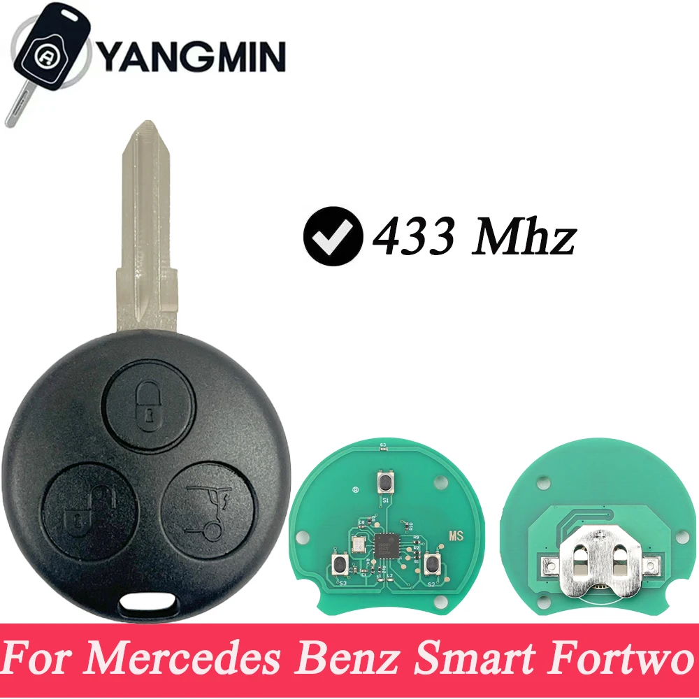 

3 Button 433MHz remote Car Key For Mercedes Benz Smart Fortwo ForFour 450 Passion Roadster City Crossblade Cabrio car key shell