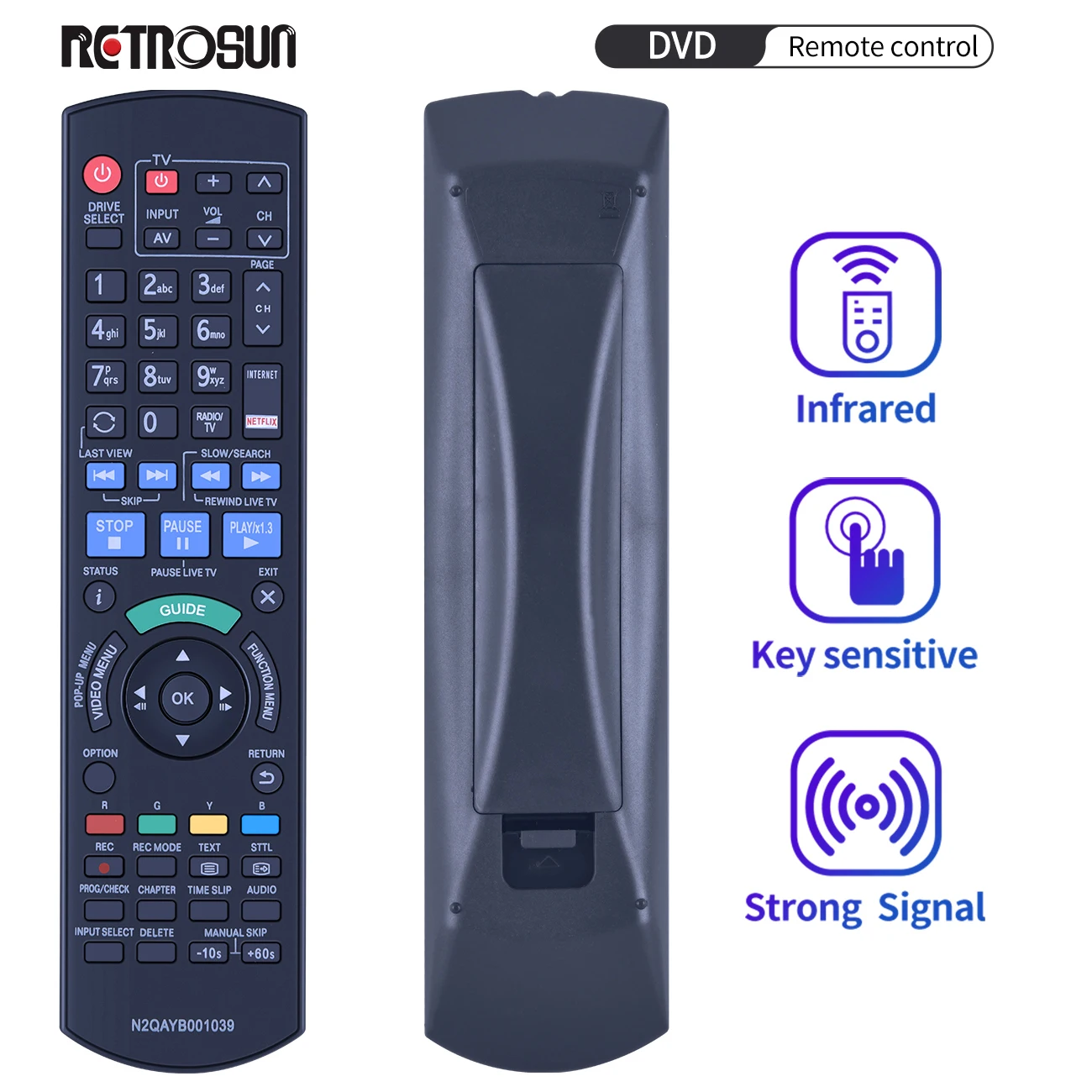 N2QAYB001039 Remote Control for Panasonic Blu-Ray Disc Recorder DMRBWT750 DMRBWT955 DMRBWT750GL DMRBWT955GL DMR-BWT750 DMR-BWT75