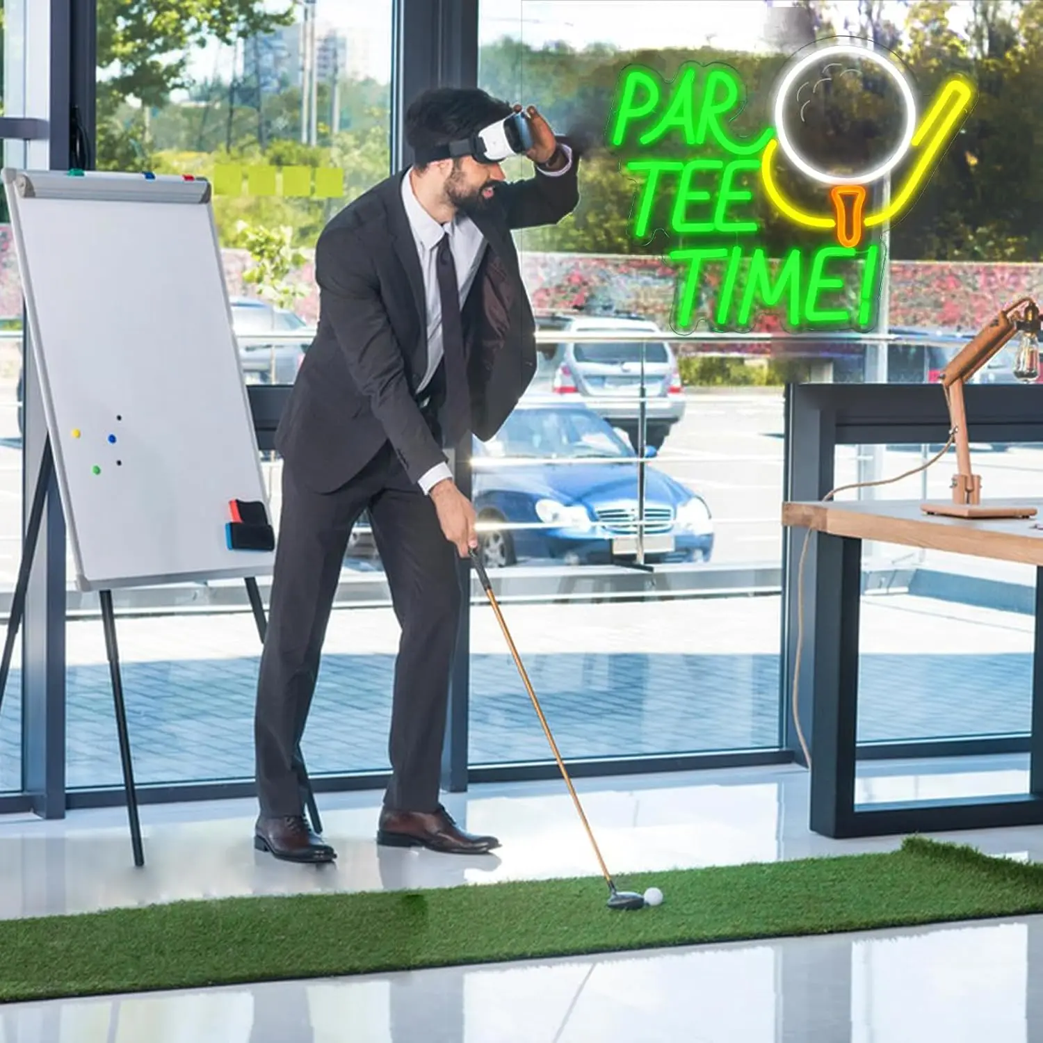 Par Tee Time Neon Sign LED Neon Light for Wall Decor USB Powered for Party Bedroom Bar Golf Club Stadium Man Cave Stores Decor