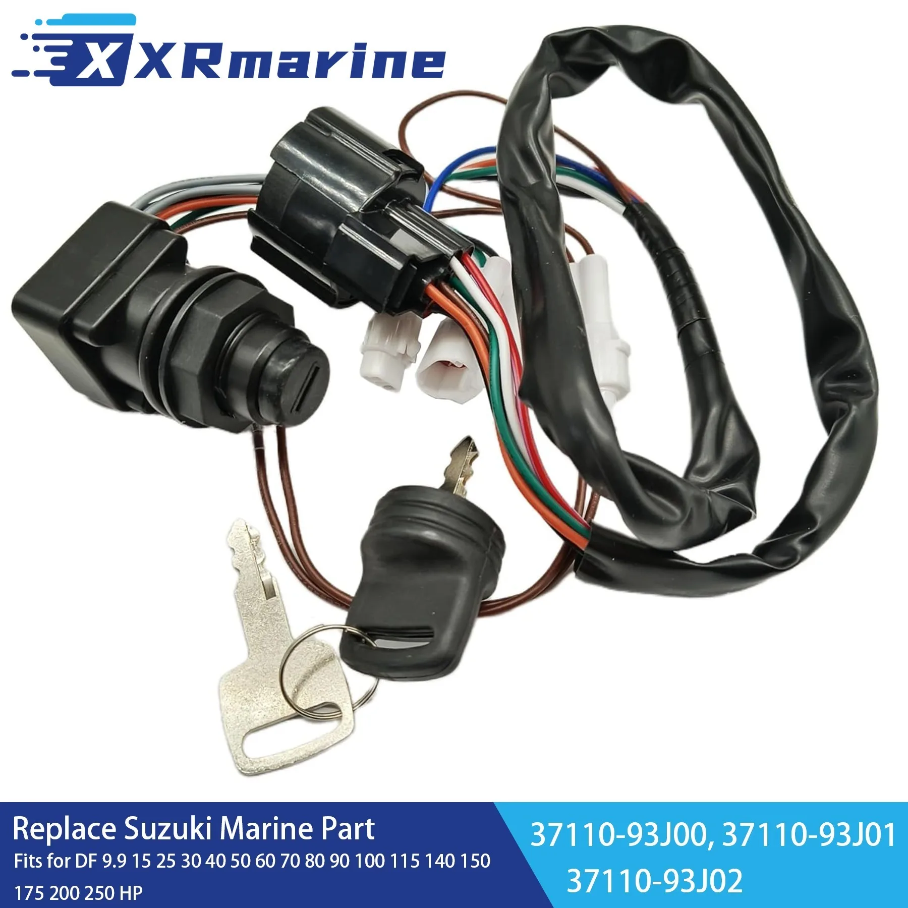 スズキ4ストロークdf99～250馬力船外機コントロールボックス用ボートイグニッションキースイッチアッシー-37110-93j00、37110-93j01、37110-93j02