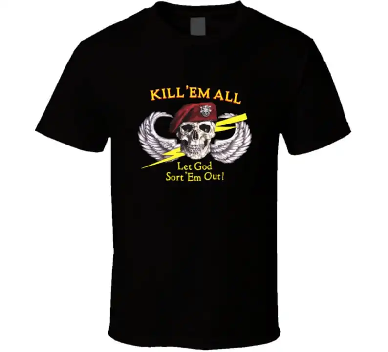 Kill Em All Let God Sort Out Classic 80s T Shirt Cotton Tees Short Sleeve T Shirt Round Collar Clothing Summer