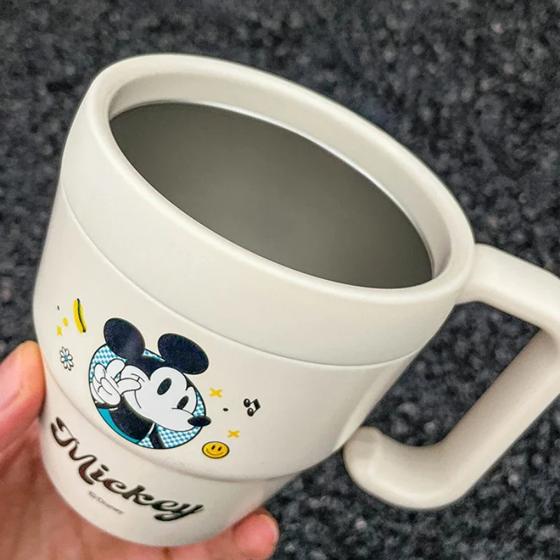 Disney Mickey Tumbler with Handle Straw Lid Stainless Steel Cute Vacuum Insulated Car Mug Double Wall Thermal Iced Travel Cup