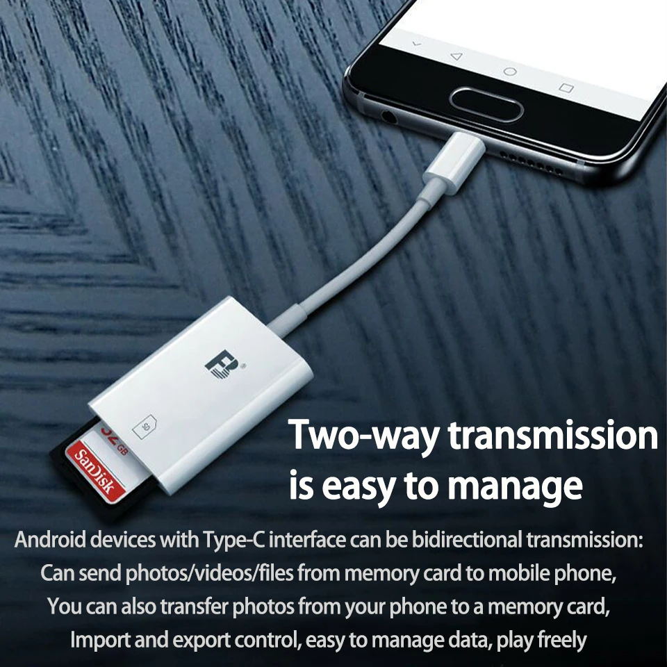 FB-OTG12s Lettore di schede Scheda SD Interfaccia di tipo C Trasferimento dati Lettura fotografica senza APP per dispositivo Android Fotocamera iPad Pro