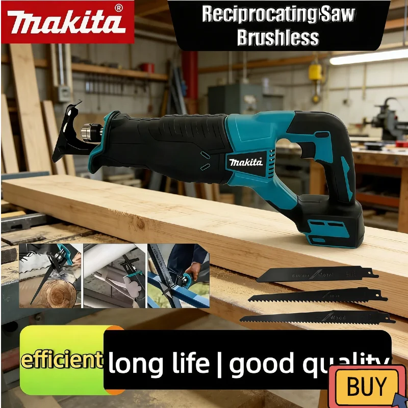 

Бесщеточная сабельная пила Makita, портативный аккумуляторный электроинструмент для батареи 18В, с 4 пильными полотнами