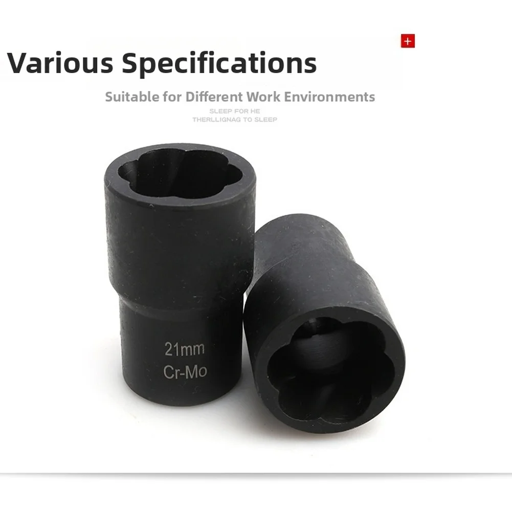 5ピースカータイヤラグナットリムーバーセット、17、19、21、22mmの損傷したボルト用、防錆鋼製抽出ツールキット、収納ケース付き