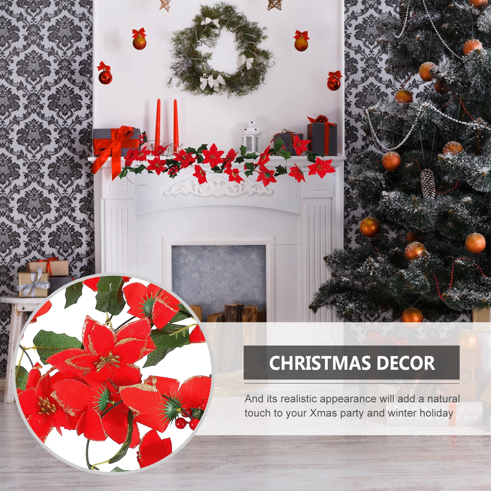 

Fairy Christmas Flower Cane Garlands for Decoration Silk Artificial Red Berry Rattan