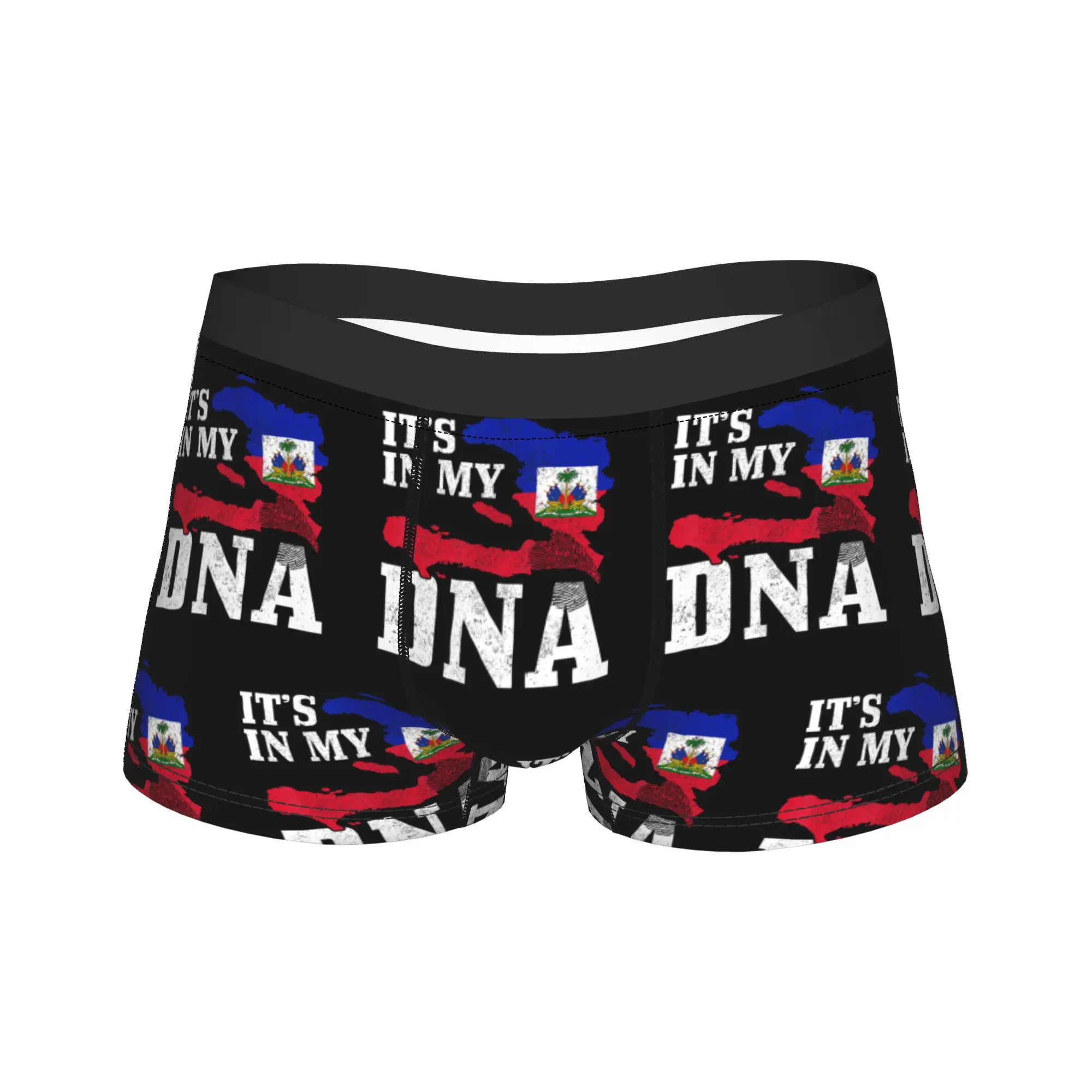 Haiti It's in My DNA Fingerprint Haitian Flag Underwear Men's Underpants Custom Breathable Boxershorts Quality Shorts Briefs