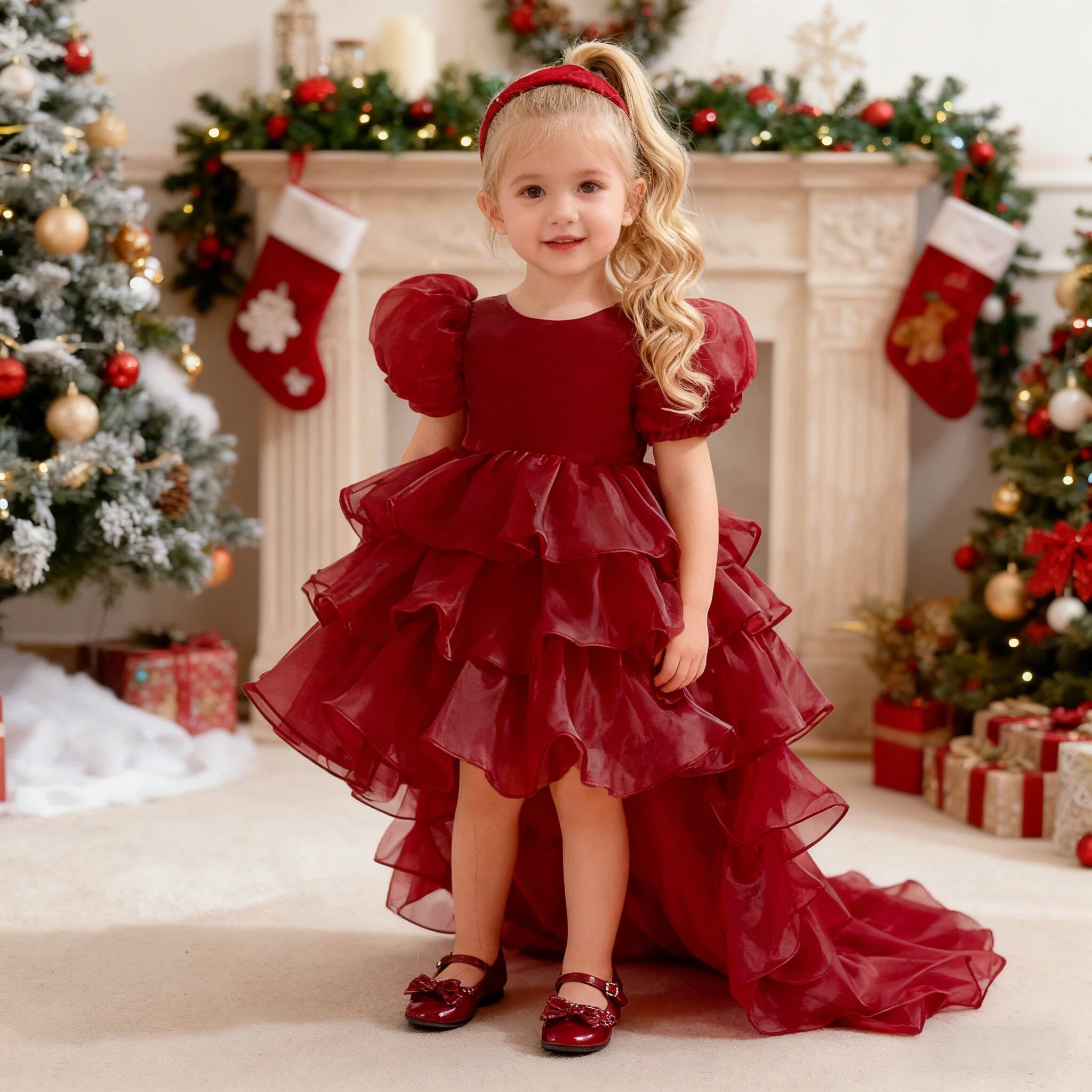 

Elegant Party Bridesmaid Baby Girls Dress Toddler Trailing Bow 1st Birthday Princess Dresses for Girl Wedding Prom Kids Clothing