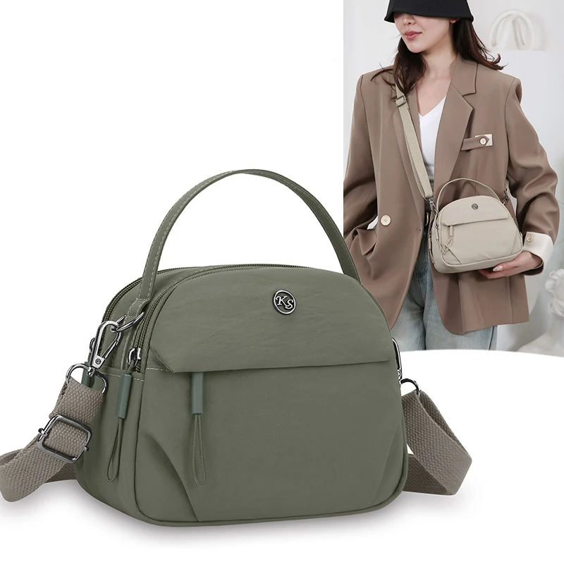 

High Quality Women's Waterproof Nylon Multilayer Crossbody Bag Ladies Large Capacity Handbag Purse Female Casual Shoulder Bags
