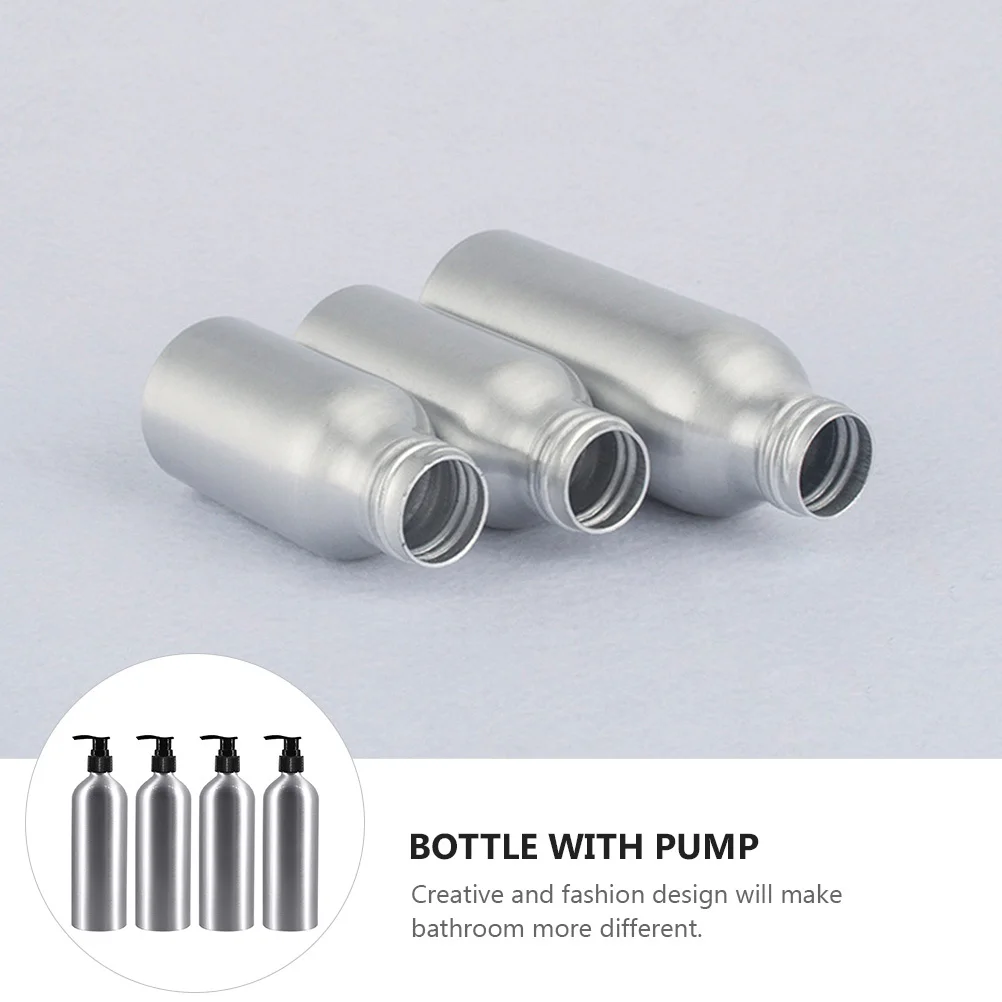 

4Pcs Aluminum Spiral Pump Bottles Refillable Lotion Shampoo Dispenser Shower Sub Bottles Practical Eco Friendly