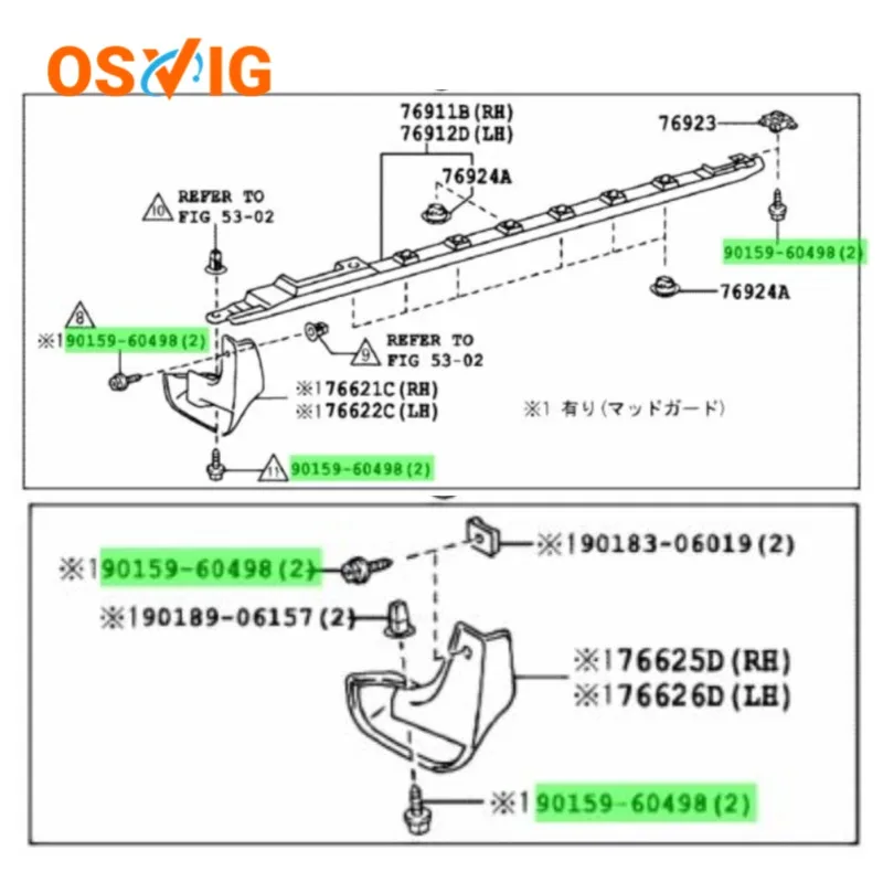 20 個の OE # 90159-60498 ワッシャー付き六角頭ネジ ブラック