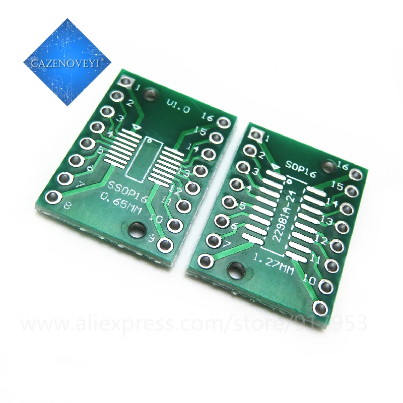 Placa de transferencia DIP Pin, adaptador de paso, PCB en Stock, TSSOP16, SSOP16, SOP16 a DIP16, 10 unidades por lote