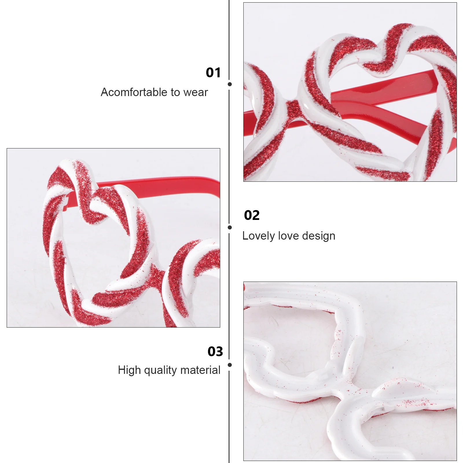 

4Pairs Love Heart Glasses Party Eyewear Photo Prop Creative Stylish Design Fashion Glasses Decoration Fashion Eyewear