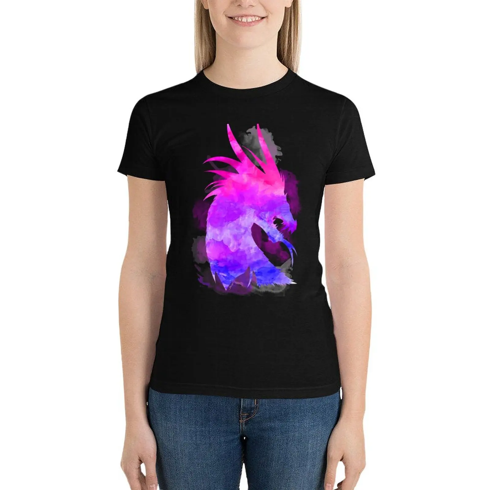 Dragon akwarelowy spirytus t-shirt śliczne topy damskie t-shirty