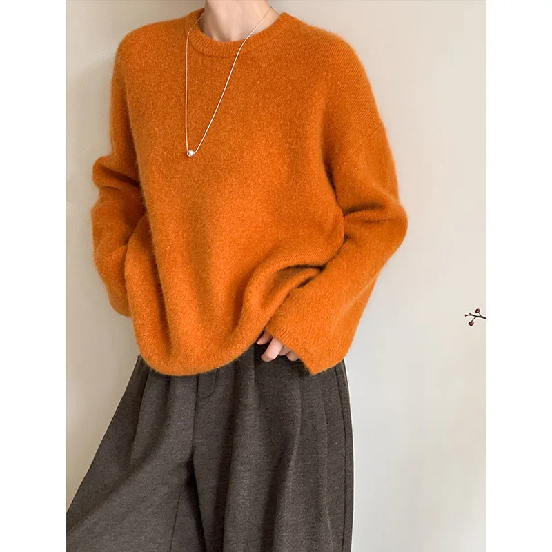 UMI MAO Top Femme Autunno Inverno Nuovo Morbido Soffice Latte Fufu Maglione di Pelliccia di Coniglio Per Le Donne Allentato Stile Pigro Top Lavorato A Maglia