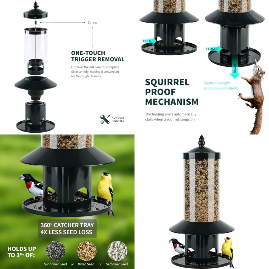 

Squirrel-Proof Bird Feeder for Outdoor Wild Bird