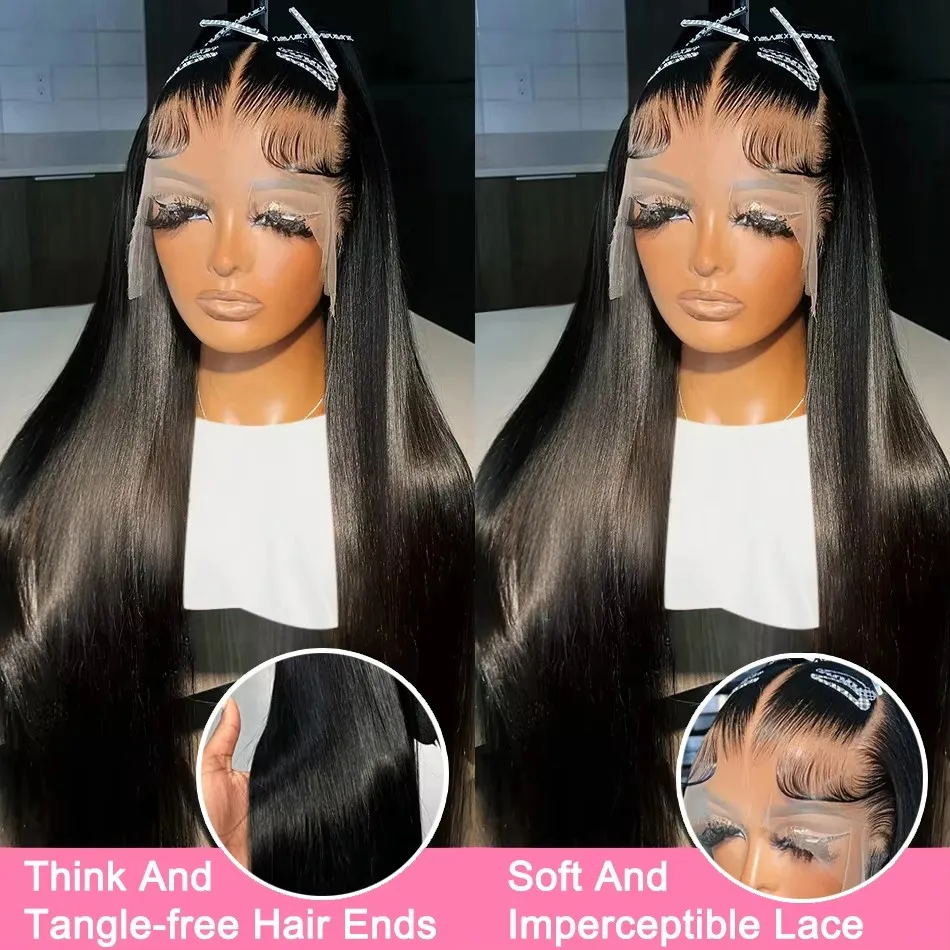 200% Hd Transparent Bone Straight 13x4 Lace Frontal Wigs Pre Plucked Brazilian Remy Hair 5x5 Glueless Wigs Human Hair For Women image 2