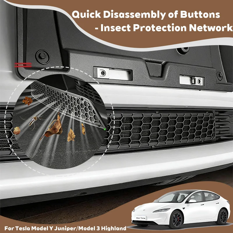 

Подходит для Tesla Model 3 2024+ и Model Y 2025+ версий, защитная сетка от насекомых, защитная сетка для воздухозаборника переднего бампера, защита от комаров, листьев и мусора, аксессуары для модификации автомобиля