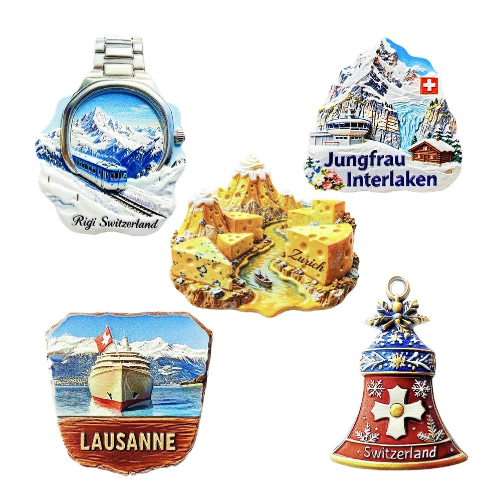 Europa Suíça Lausanne Lucerna Jungfrau Interlaken Ímãs de Souvenirs Turísticos Adesivos Magnéticos para Geladeira Presentes de Viagem