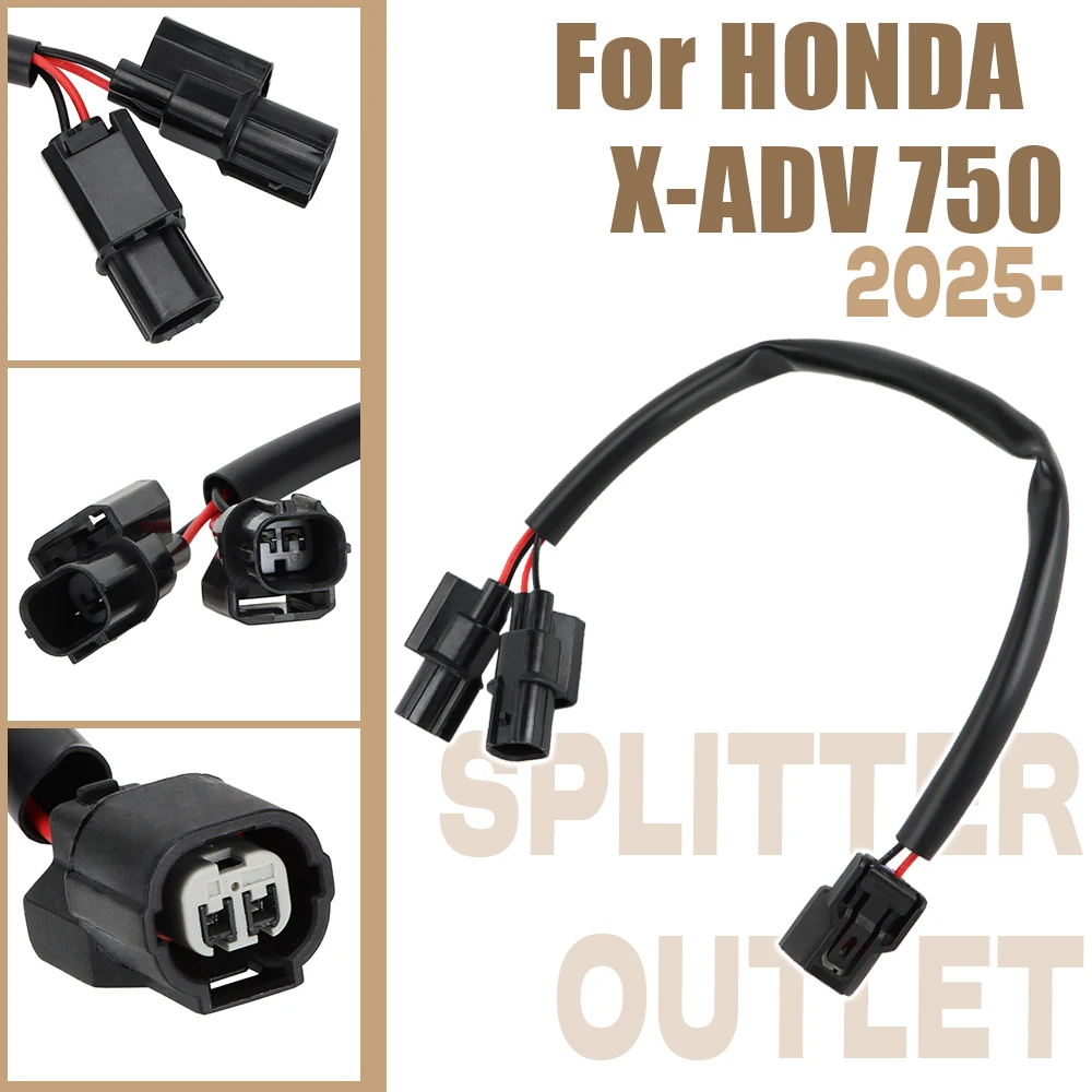 For HONDA X-ADV750 X-ADV 750 2025 2026 12V Y Splitter Power Outlet Connector Plug Cable Motorcycle Power Splitter Accessory